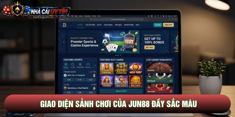 Giao diện sảnh chơi của Jun88 đầy sắc màu